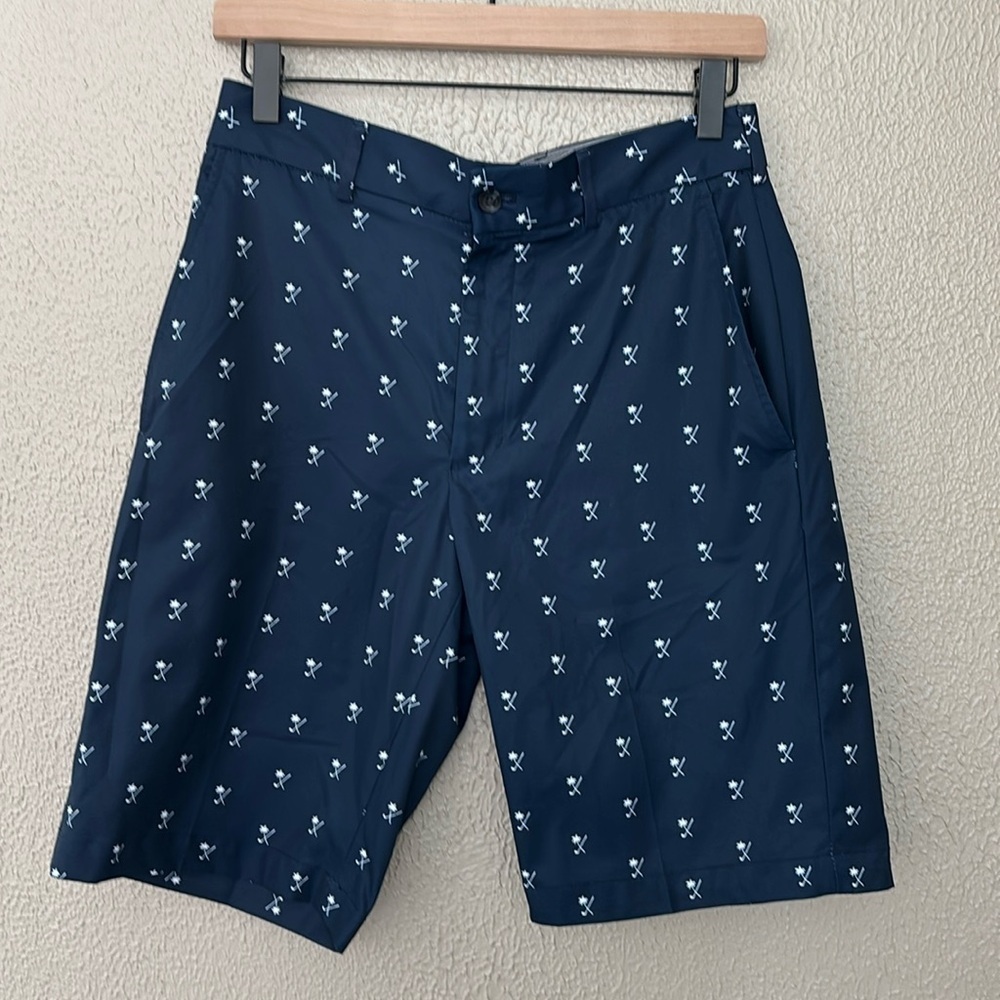 Walter Hagen Men's Perfect 11 Golf Shorts Palm Club Navy Hydro-Dri Technology 30